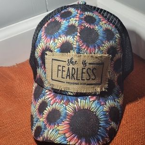 Reborn Creations- Christian Colorful Sunflower Hat with distressed patch.